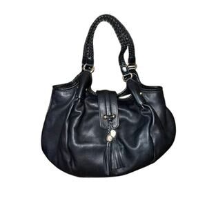 Authentic Gucci Marrakech Black Leather Hobo Shoulder Bag Tassel Braided Italy